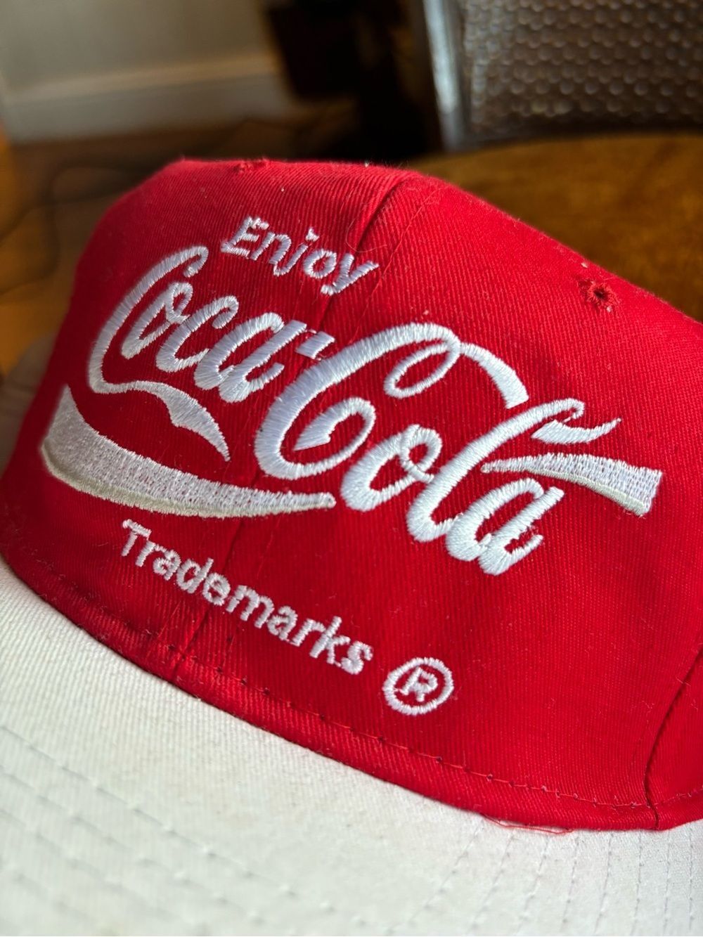 Vintage Coca-Cola Snapback Hat Red White Embroidered Logo Cap Retro USA Soda - Picture 8 of 8